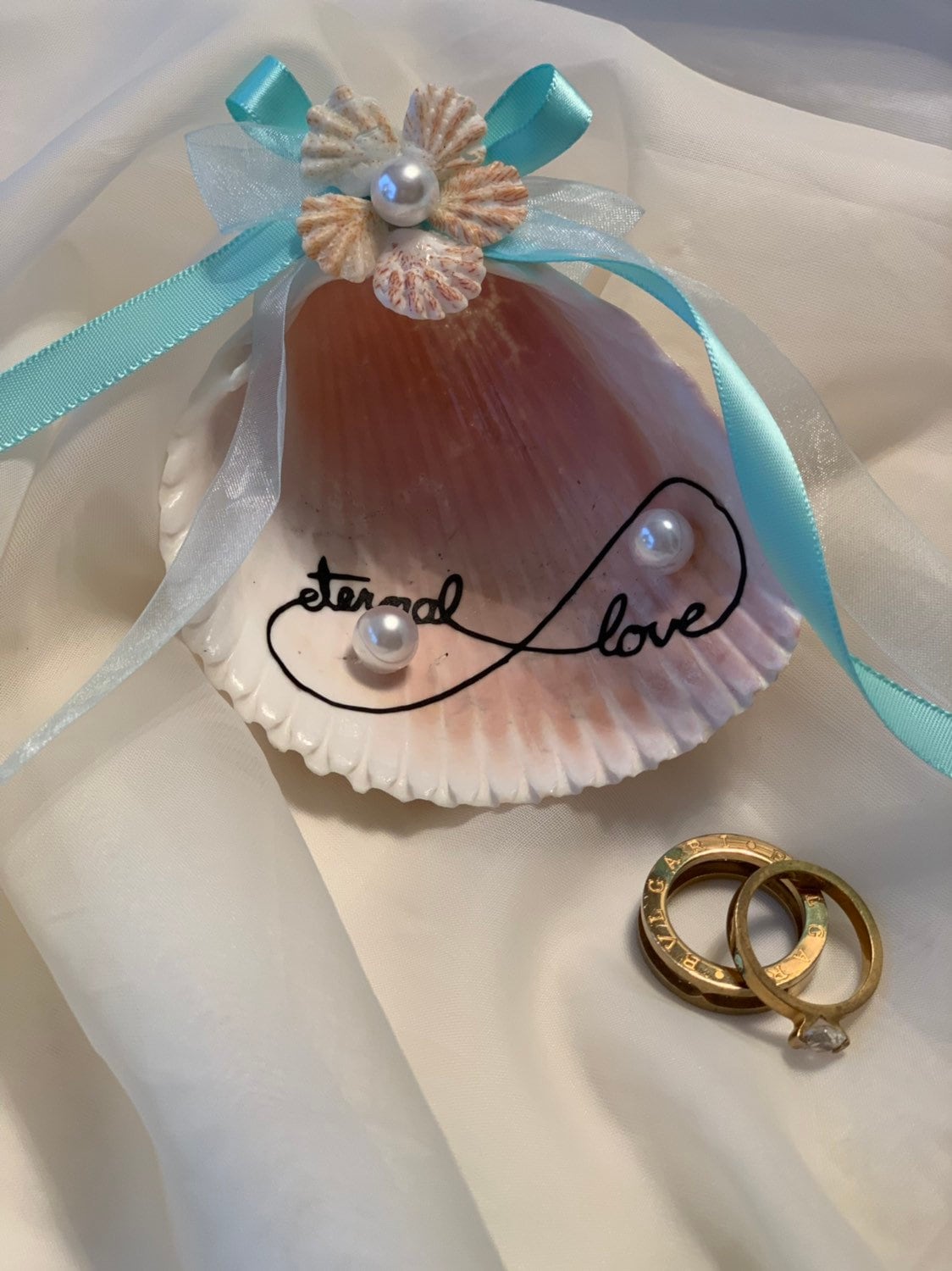 Seashell Wedding Ring Holder Beach Ring Pillowseashell Etsy