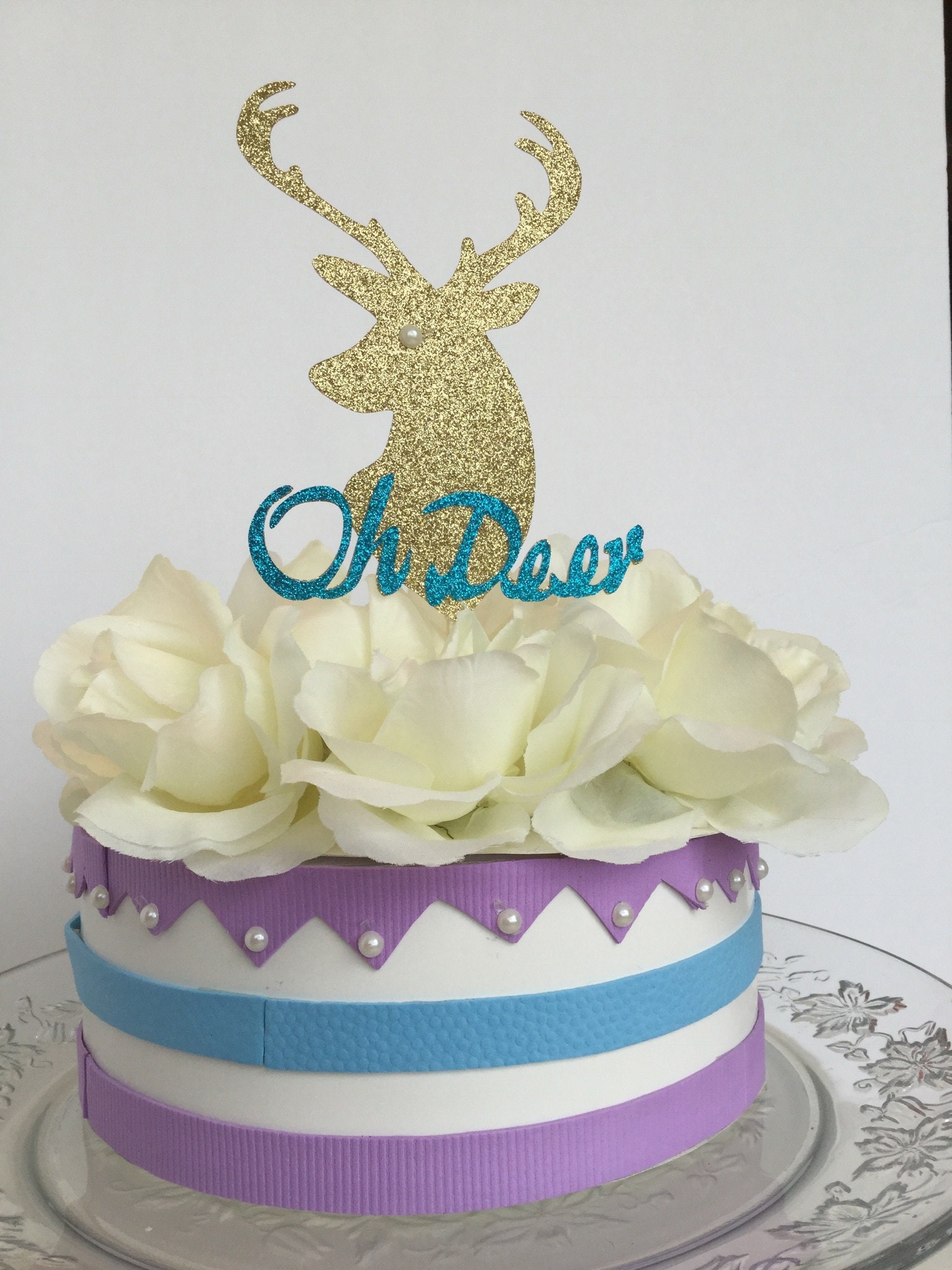 Oh Deer Baby Shower Cake Topper//gold Glitter Oh Deer Baby Etsy