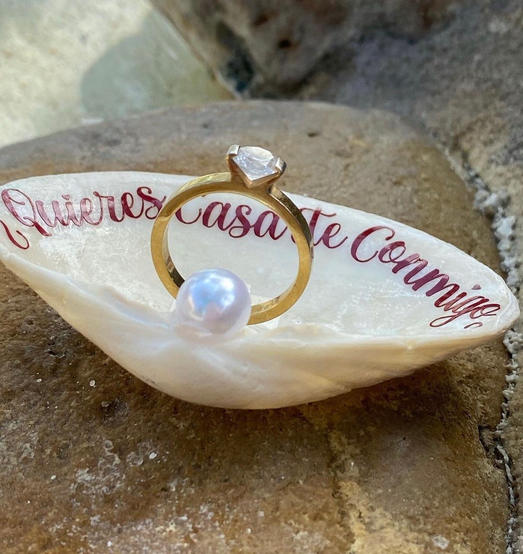 Scatola per anelli di conchiglie, porta anelli per proposte da