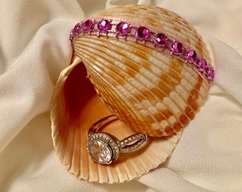 Caja de anillo del Día de San Valentín, caja de anillo de compromiso SeaShell, caja de anillo de boda de propuesta de playa, caja de anillo de compromiso, caja de anillo de concha rosa