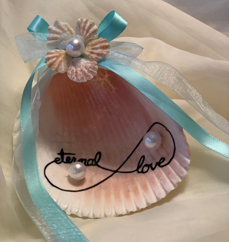 Seashell Wedding Ring Holder Beach Ring Pillowseashell Etsy