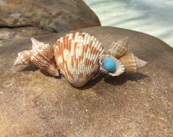 Seashell barrette,Something blue Barrette, Beach Hair Accessory, Beach Wedding Hair Accessory, Shell Hair Barrette, Shell Hair Clip, Hair Ac