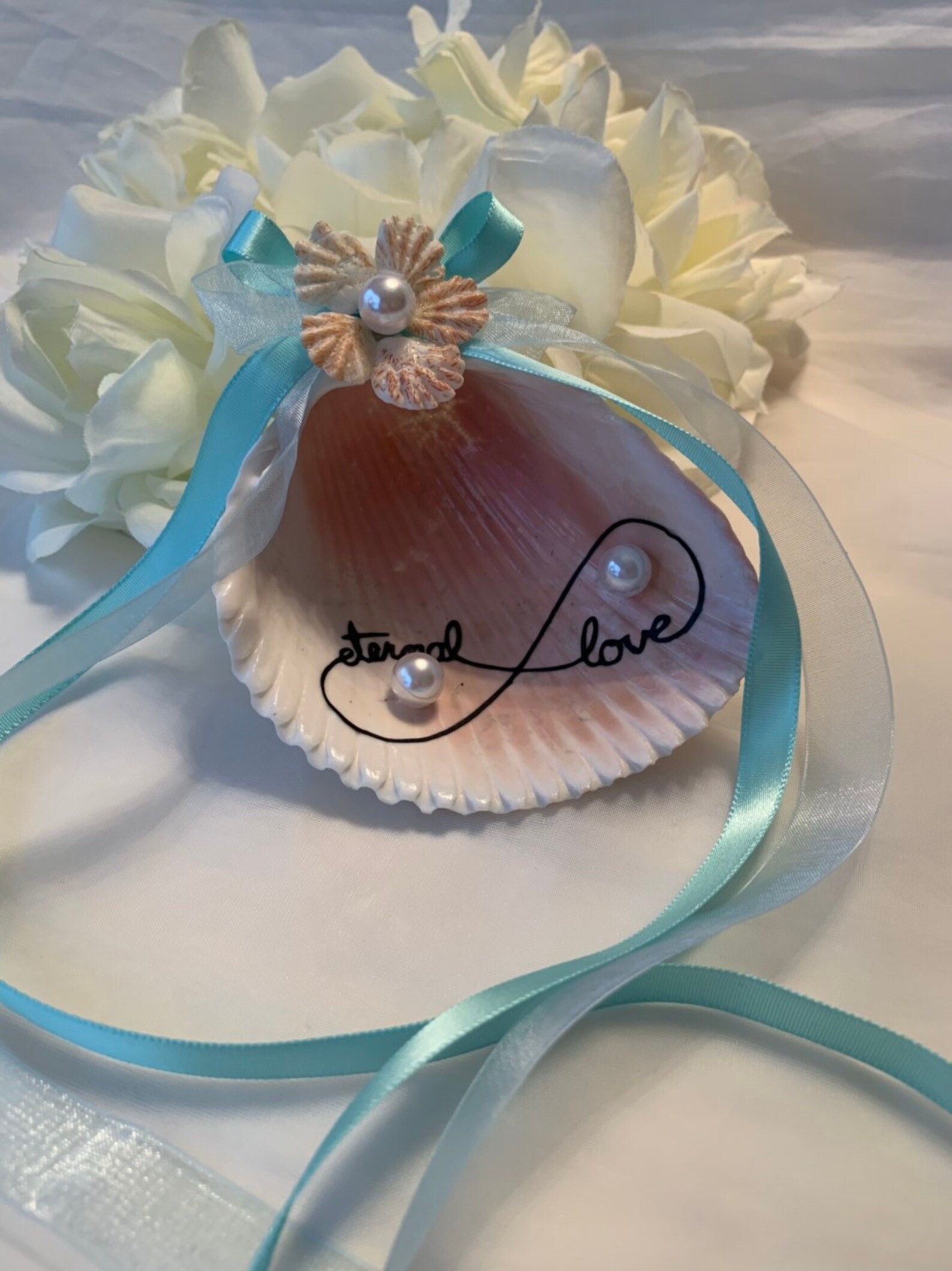 Seashell Wedding Ring Holder Beach Ring Pillowseashell Etsy