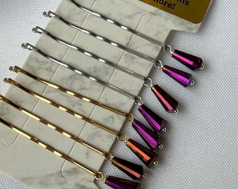 Austrian Crystal Cone Bobby Pins, Bridal Hair Accessories, Gold Silver Set