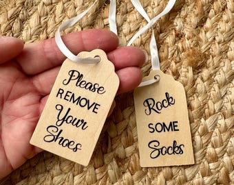 Coastal Remove Shoes Burlap Sign: Seashell Decor