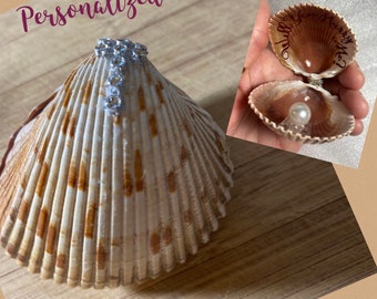 Proposal Seashell Ring Box, SeaShell Engagement ring box, Beach wedding ring box, Custom shell Ring box,Will you marry me Seashell