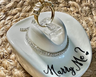 Ceramic Cowgirl Hat Ring Holder: Western Proposal Ring Box