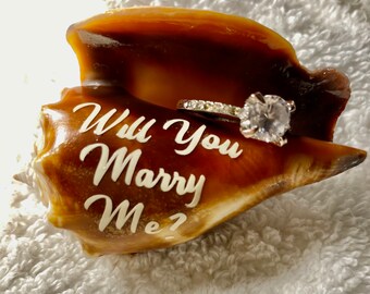 Proposal Seashell/ personalized Seashell/Proposal Ring holder/Beach Proposal seashell ring box/personalized proposal shell/will you marry me