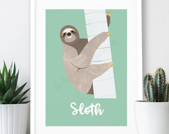 Sloth Poster / A3 Print  / Animal Print / Cool Animal