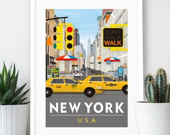 New York, USA Travel Poster: Art Print (A4 or A3)