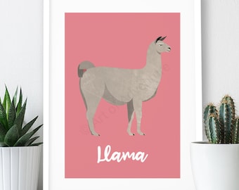 Llama Poster: Art Print (A4 or A3)