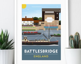 Battlesbridge – Poster / A4 or A3 Print / England / Essex / Travel Poster / Vintage Print