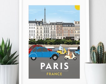 Paris, France Travel Poster: Art Print (A4 or A3)