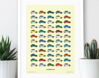 Citroen 2CV Poster / A3 Print  / Car Poster / Car Print / Classic Car