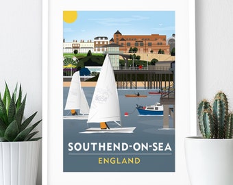 Southend-on-Sea Beach – Poster / A4 or A3 Print / England / Essex / Travel Poster / Vintage Print