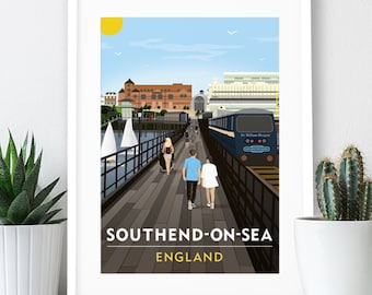 Southend-on-Sea Pier – Poster / A4 or A3 Print / England / Essex / Travel Poster / Vintage Print