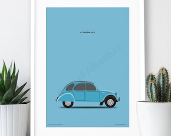 シトロエン 2CV ブルー ラージポスター / A2、A1、A0 プリント