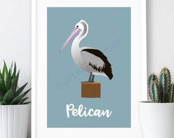 Pelican Poster / A3 Print  / Animal Print / Australian Bird