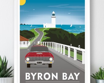 Byron Bay, Australia Travel Poster: Art Print (A2, A1 or A0)