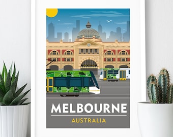 Melbourne City – Australia Poster / A4 or A3 Print / Travel Poster / Vintage Print