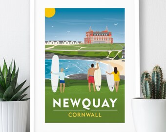 Newquay – Cornwall Poster / A4 or A3 Print / England / Travel Poster / Vintage Print