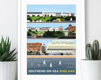 Southend-on-Sea Buildings – Poster / A4 or A3 Print / England / Essex / Travel Poster / Vintage Print