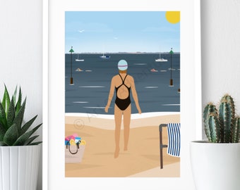 Swimmers – Open Water Swimming Poster / A4 or A3 Print / England / Travel Poster / Vintage Print