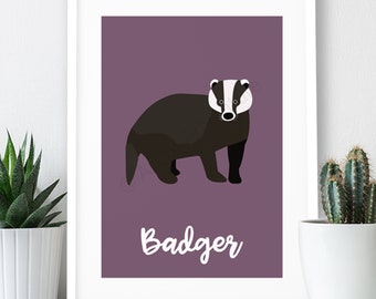 Badger Poster / A4 or A3 Print  / Animal Print / British Wildlife