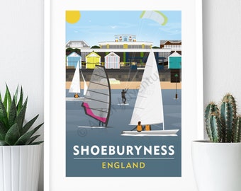 Shoeburyness Beach – Poster / A4 or A3 Print / England / Essex / Travel Poster / Vintage Print