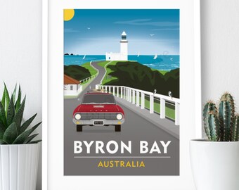 Byron Bay, Australia Travel Poster: Art Print (A4 or A3)