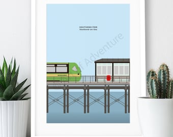 Southend Pier Portrait – Southend-on-Sea Poster / A4 Print / England / Essex / Travel Poster / Vintage Print