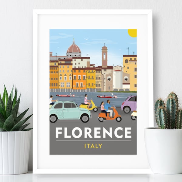 Póster turístico de Florencia, Italia: Lámina artística (tamaño A4 o A3)