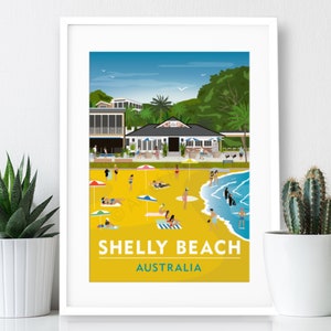 Shelly Beach – Australia Poster / A4 or A3 Print / Travel Poster / Vintage Print