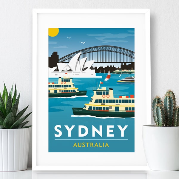 Sydney Fähren – Australien Poster / A4 oder A3 Print / Travel Poster / Vintage Print