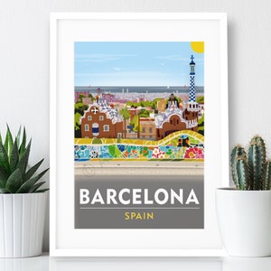 Barcelona – Spanien Poster / A4 oder A3 Druck / Reiseposter / Vintage Print