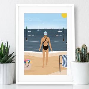 Swimmers – Open Water Swimming Poster / A4 or A3 Print / England / Travel Poster / Vintage Print