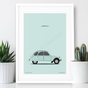 Citroen 2CV Teal Poster / A3 Print  / Car Poster / Car Print / Classic Car