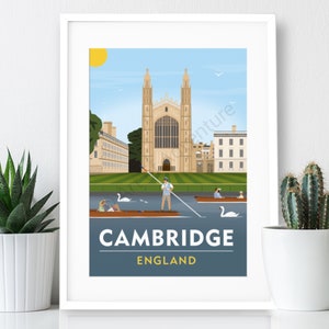 Cambridge – poster / A4- of A3-afdruk / Engeland / reisposter / vintage afdruk
