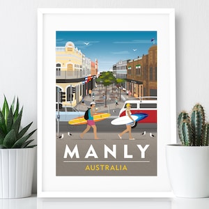 Póster de Manly Corso – Australia / Impresión A4 o A3 / Póster de viaje / Impresión vintage