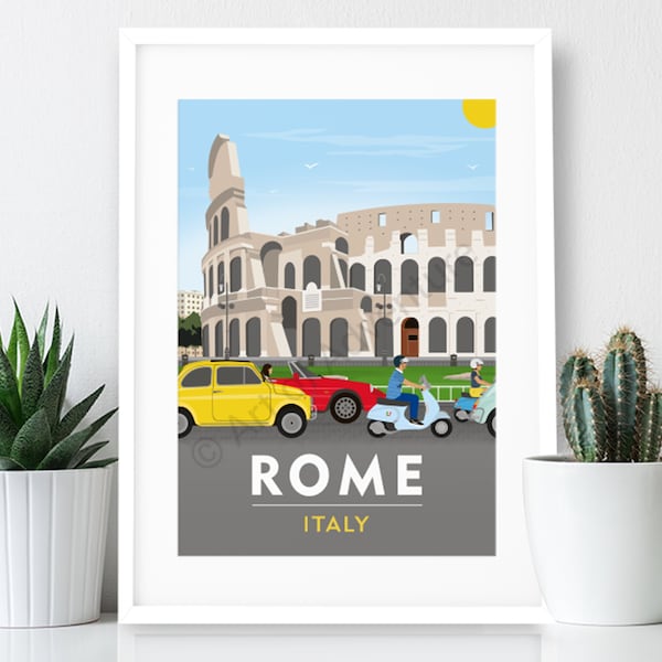 Rome – Poster Italie / Impression A4 ou A3 / Poster de voyage / Impression vintage