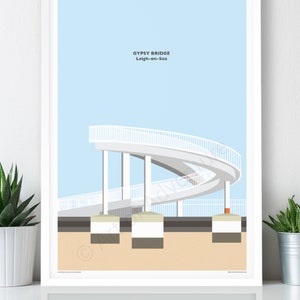 Retrato de Gypsy Bridge: póster grande, impresión A2, A1, A0, Inglaterra, Leigh-on-Sea, póster de viaje, impresión vintage