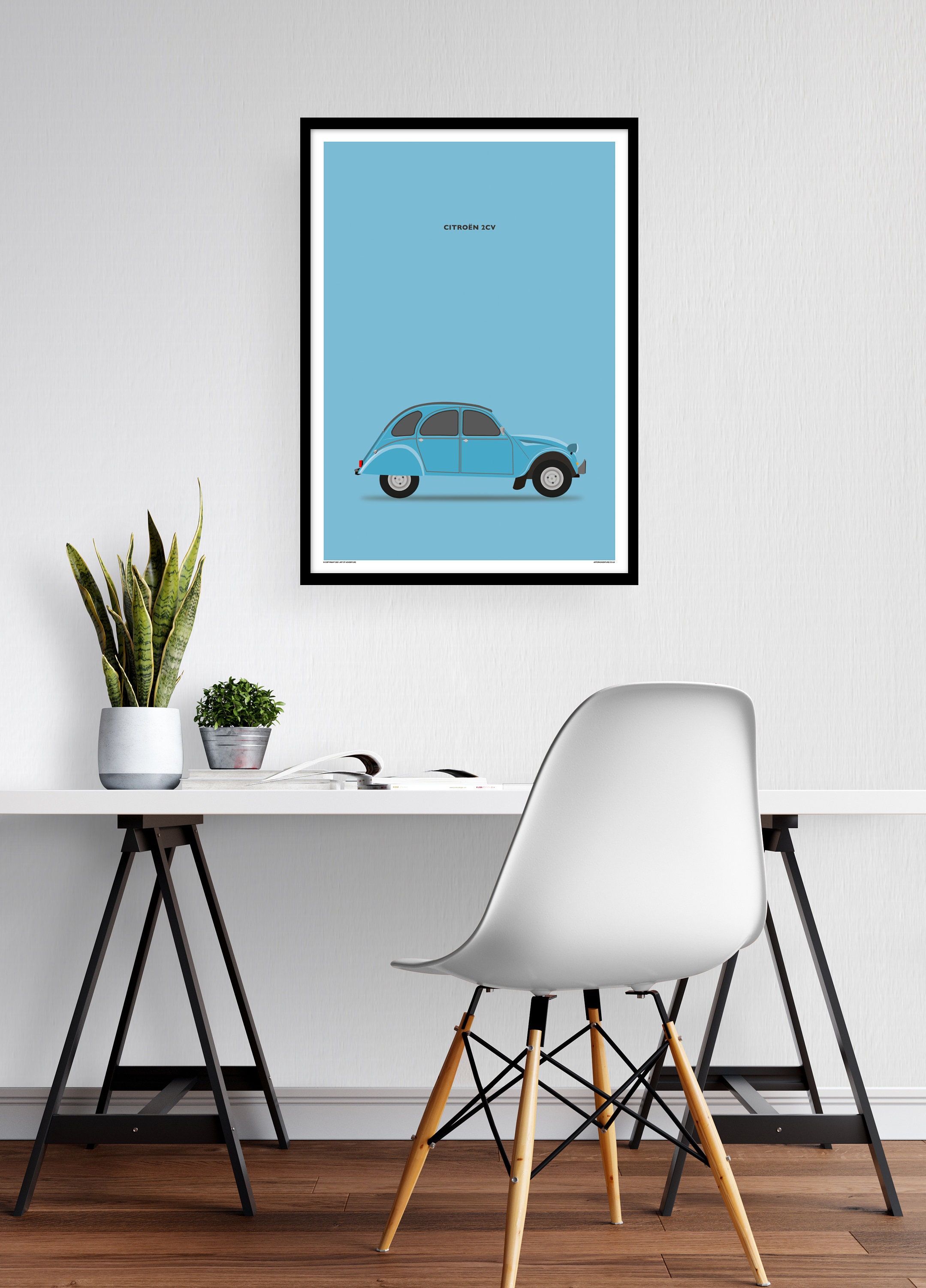 歴代シトロエン 2CV 新品ポスター 1949-1990 70x50 cm シトロエン 2CV ブルー ラージポスター / A2、A1、A0 プリント