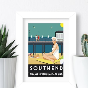 Vintage Poster – Southend-on-Sea / A5 Print / Essex / Reise Poster