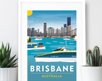 Brisbane, Australia Travel Poster: Art Print (A4 or A3)