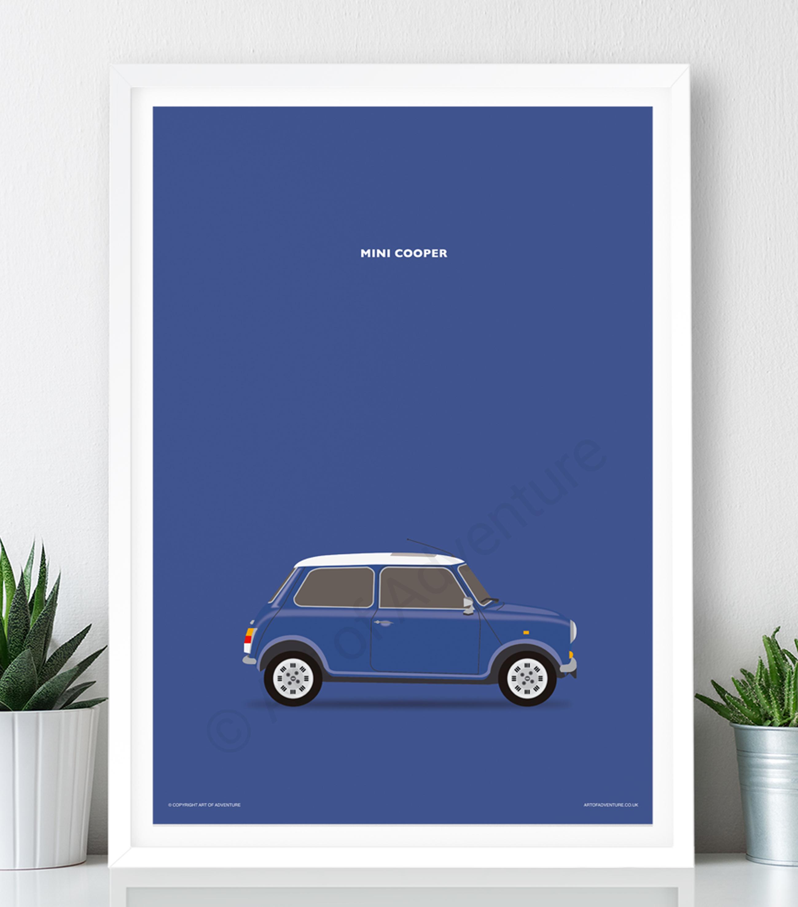 Mini Cooper Poster, Blue: Art Print (A2, A1 or A0) - Etsy