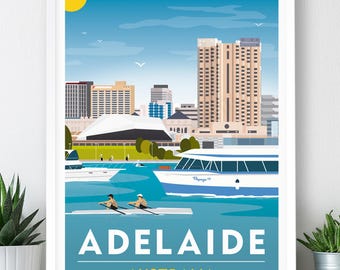 Adelaide, Australia Travel Poster: Art Print (A2, A1 or A0)