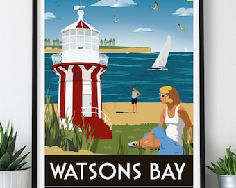 Watsons Bay – Large Poster / A2, A1, A0 Print / Australia / Sydney / Travel Poster / Vintage Print