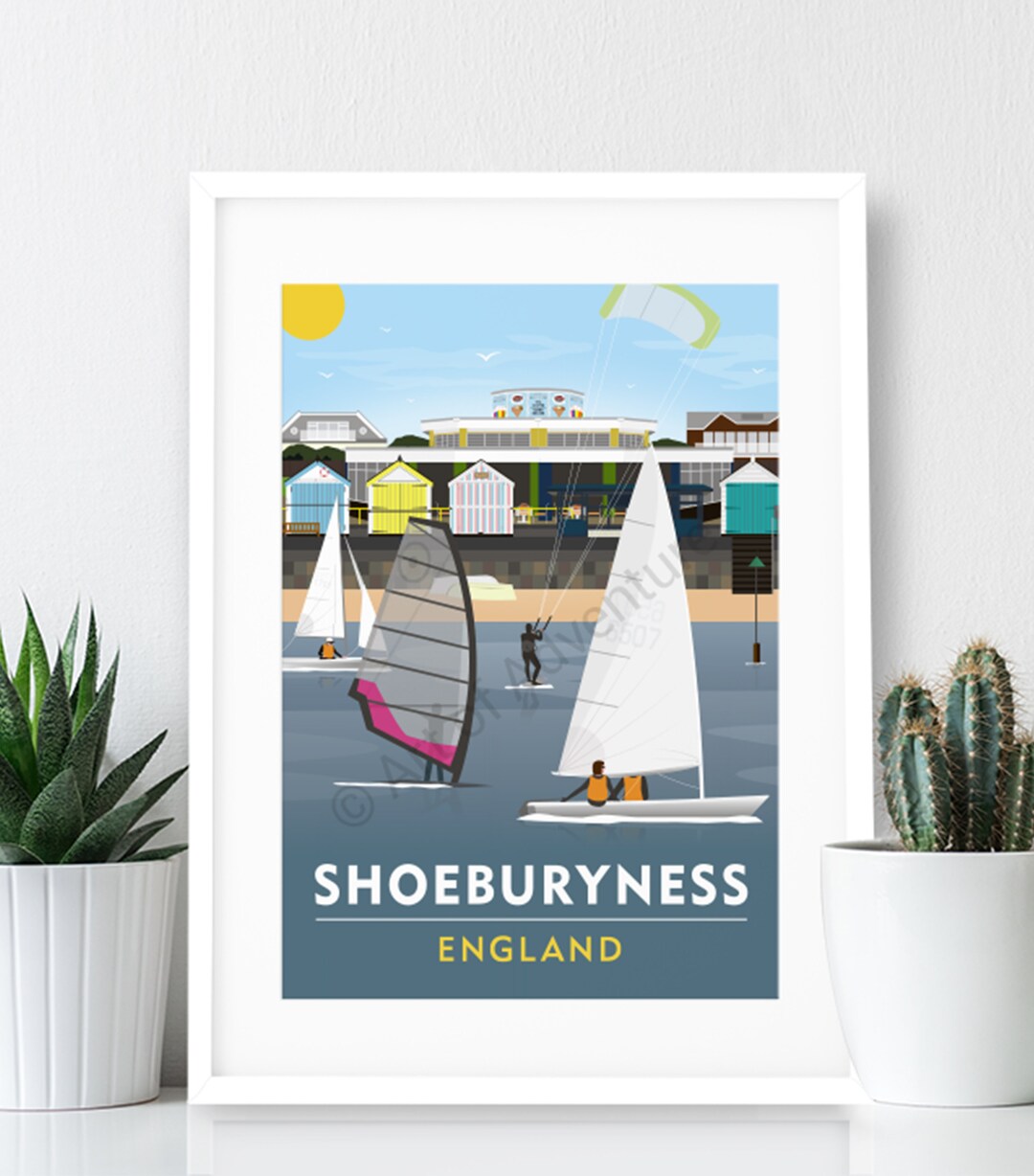 Shoeburyness Beach Poster / A4 or A3 Print / England / Essex / Travel Poster / Vintage Print