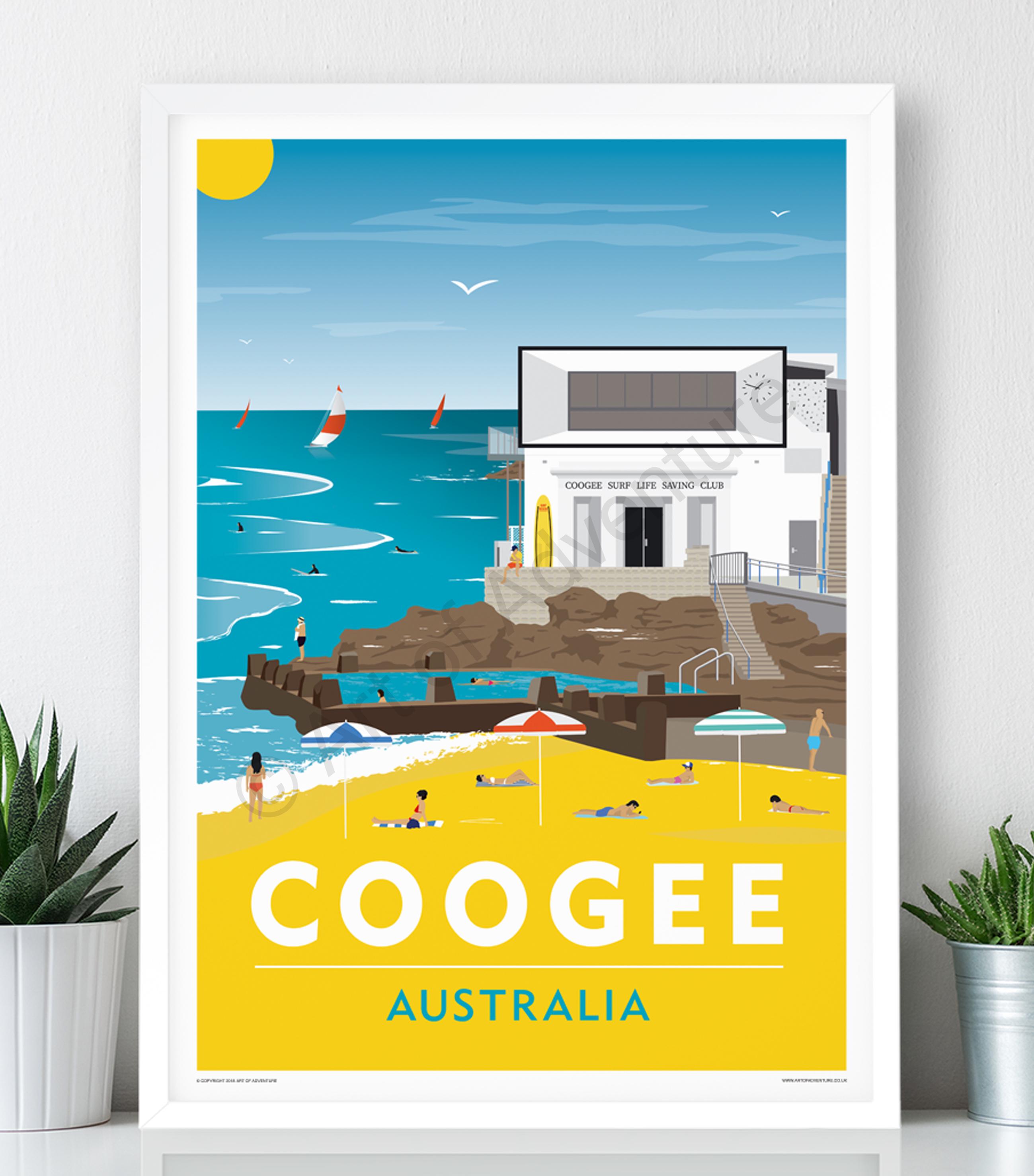 Coogee Beach, Australia Travel Poster: Art Print (A2, A1 or A0) - Etsy