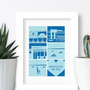 Silhouette Mini Print – Westcliff Poster / A5 Print / England / Essex / Travel Poster / Vintage Print